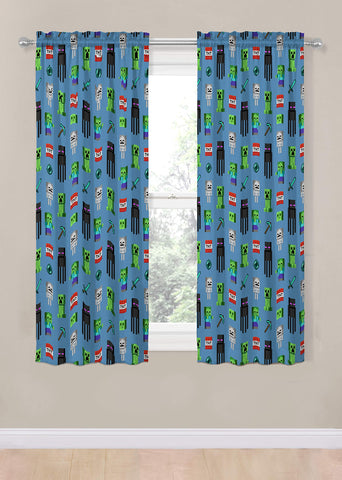 Jay Franco Minecraft drapes fabric detail shows microfiber quality and easy care