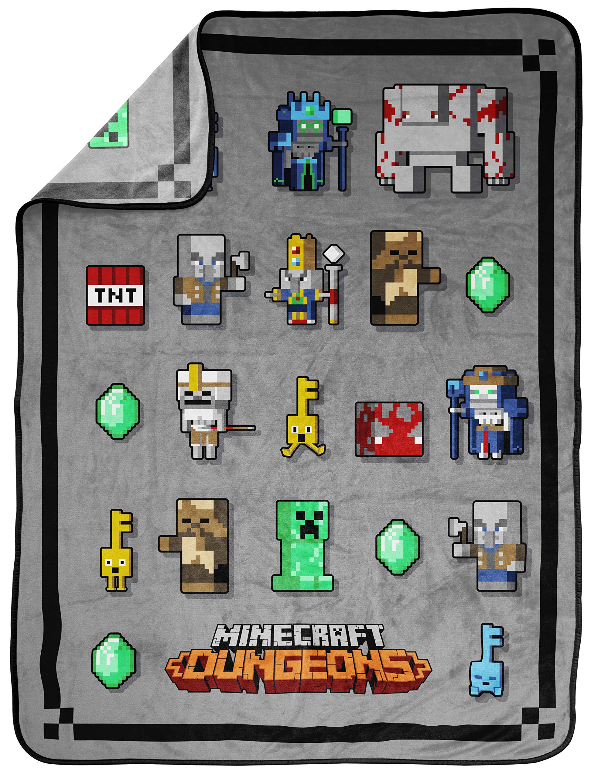 Jay Franco Minecraft Dungeons throw blanket with Redstone Cube for vibrant room accents.