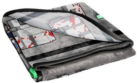 Jay Franco Minecraft Dungeons throw blanket featuring Redstone Golem for cozy playroom decor.