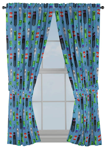 Jay Franco Minecraft kids drapes front view with bold 63-inch panels for a lively room