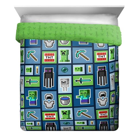 Jay Franco Minecraft Monster Hunters queen flat sheet with vivid print for endless adventures.