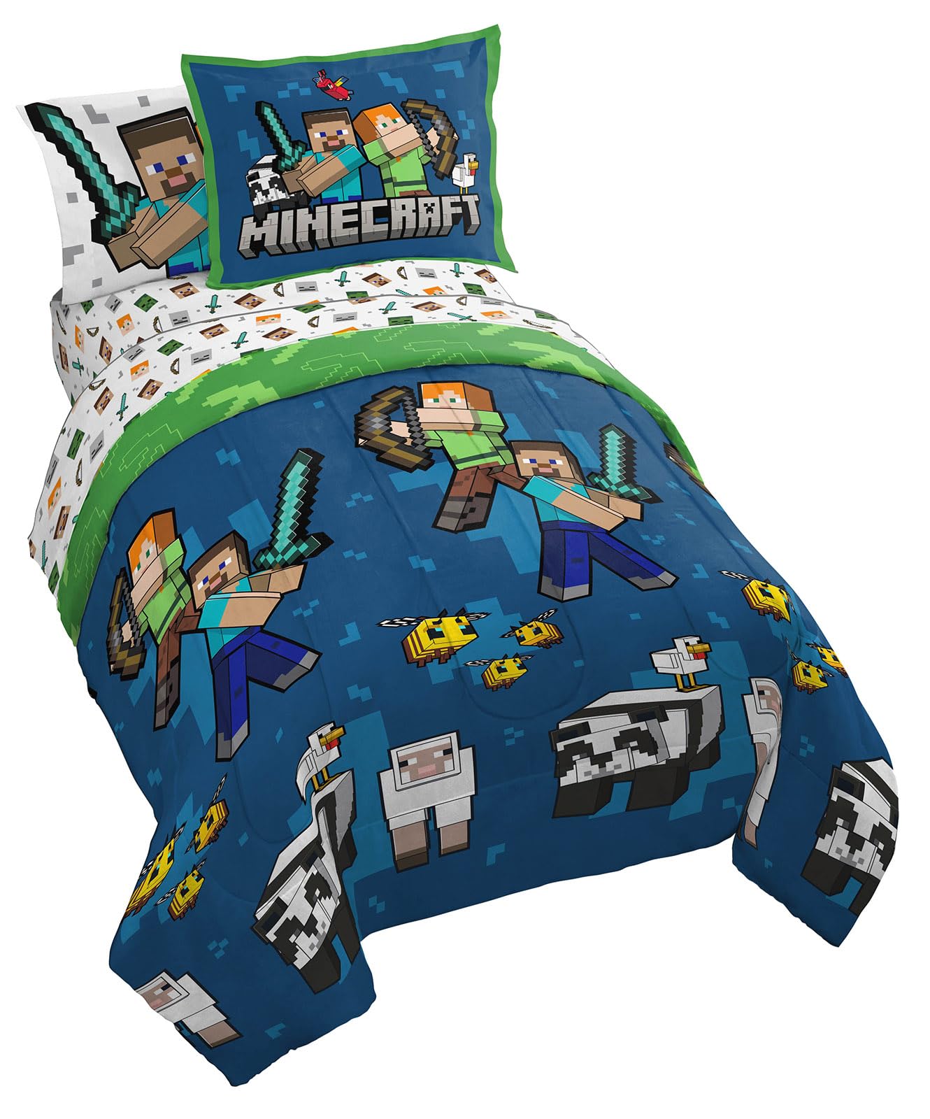 Jay Franco Minecraft twin comforter with Creeper design for a cozy kid's room