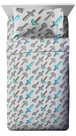 Jay Franco Minecraft twin flat sheet complements the comforter with a cohesive look