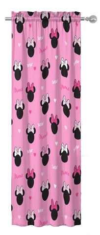 Tiebacks included for easy styling with Minnie Mouse curtains