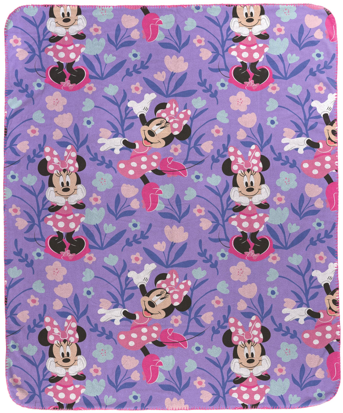 Jay Franco Minnie Mouse plush throw with pink polka dots, a cozy bed companion
