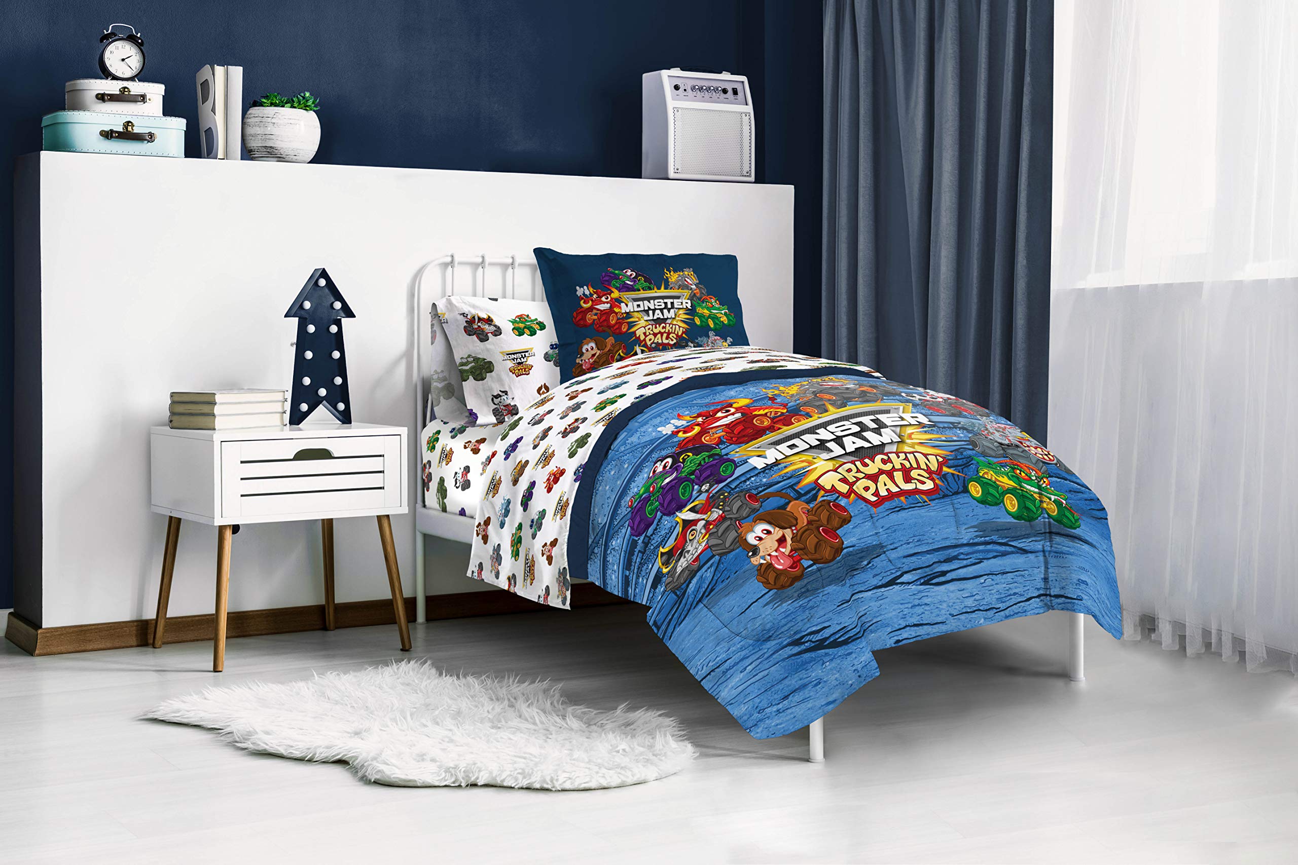 Jay Franco Monster Jam licensed bed set adds bold colors to playtime and bedtime.