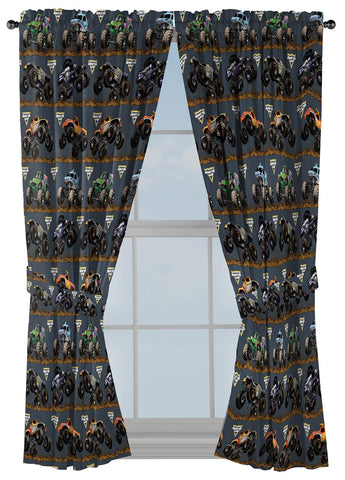 Jay Franco Monster Jam curtain panel hero shows bold truck design for kids' room decor.