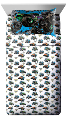 Jay Franco Monster Jam fitted sheet with deep pockets stays snug through the night.