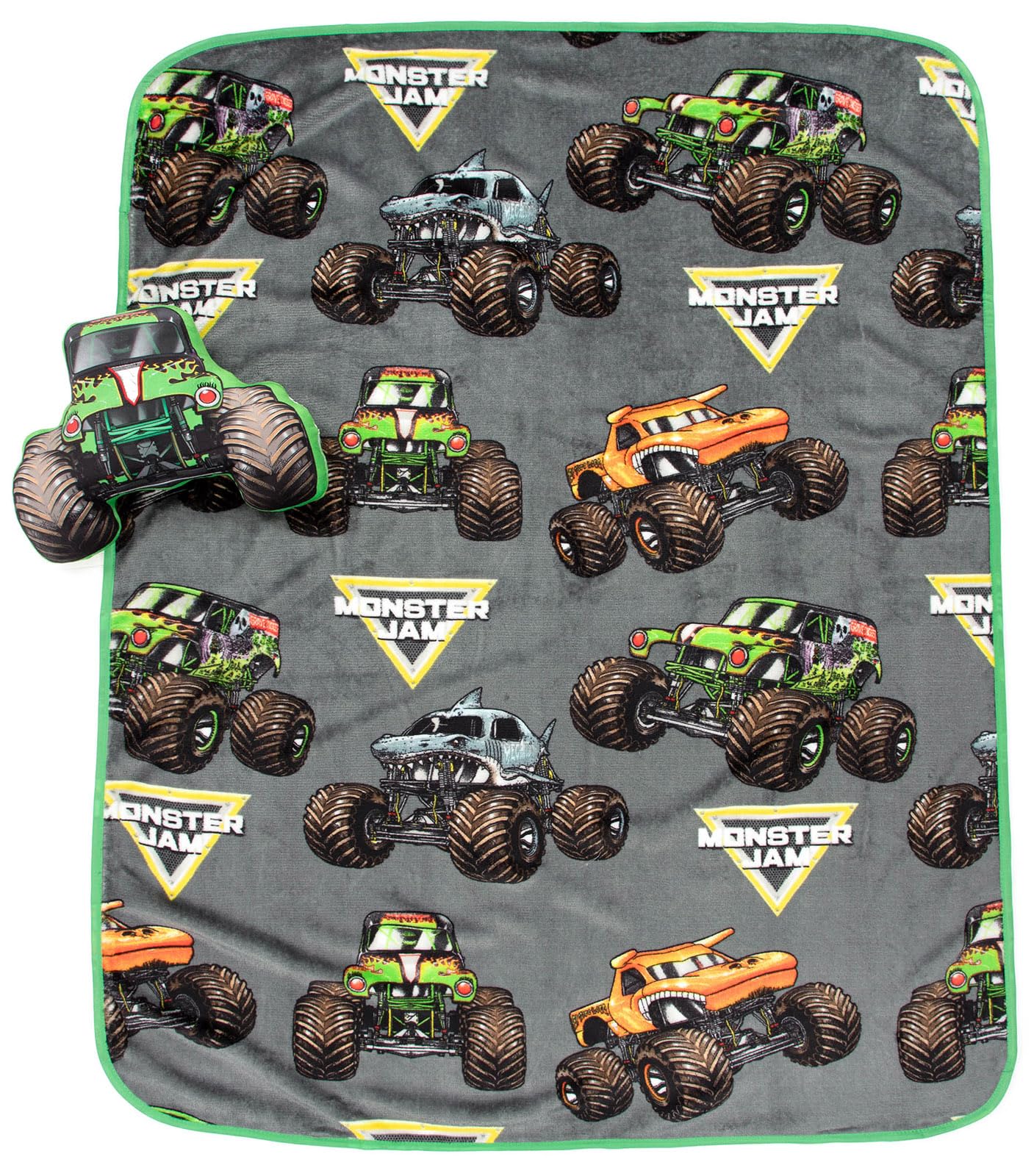 Jay Franco Grave Digger Nogginz pillow close-up, plush support for bedtime.