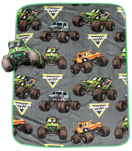 Jay Franco Grave Digger Nogginz pillow close-up, plush support for bedtime.