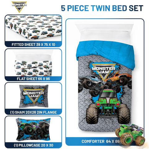 Jay Franco Monster Jam Grave Digger sham brightens kids' rooms and decor.