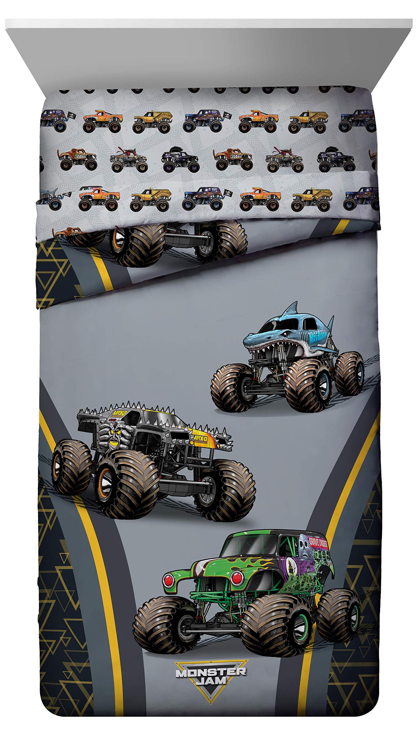 Jay Franco Monster Jam MJ Life twin bed set Max-D graphic for action-packed bunk rooms
