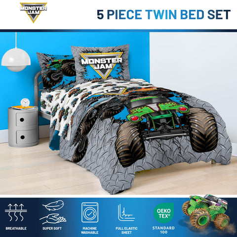 Jay Franco Monster Jam pillowcase provides soft, durable fabric for easy laundry day.