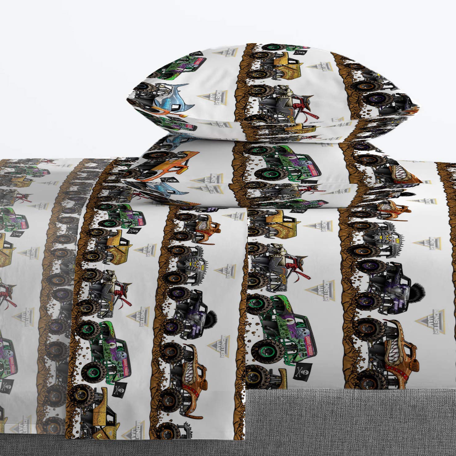 Jay Franco Monster Jam flat sheet 81x96 covers ample bed space
