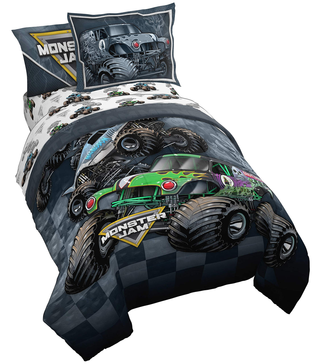 Jay Franco Monster Jam Slash comforter with Grave Digger design adds bold, kid-friendly style.