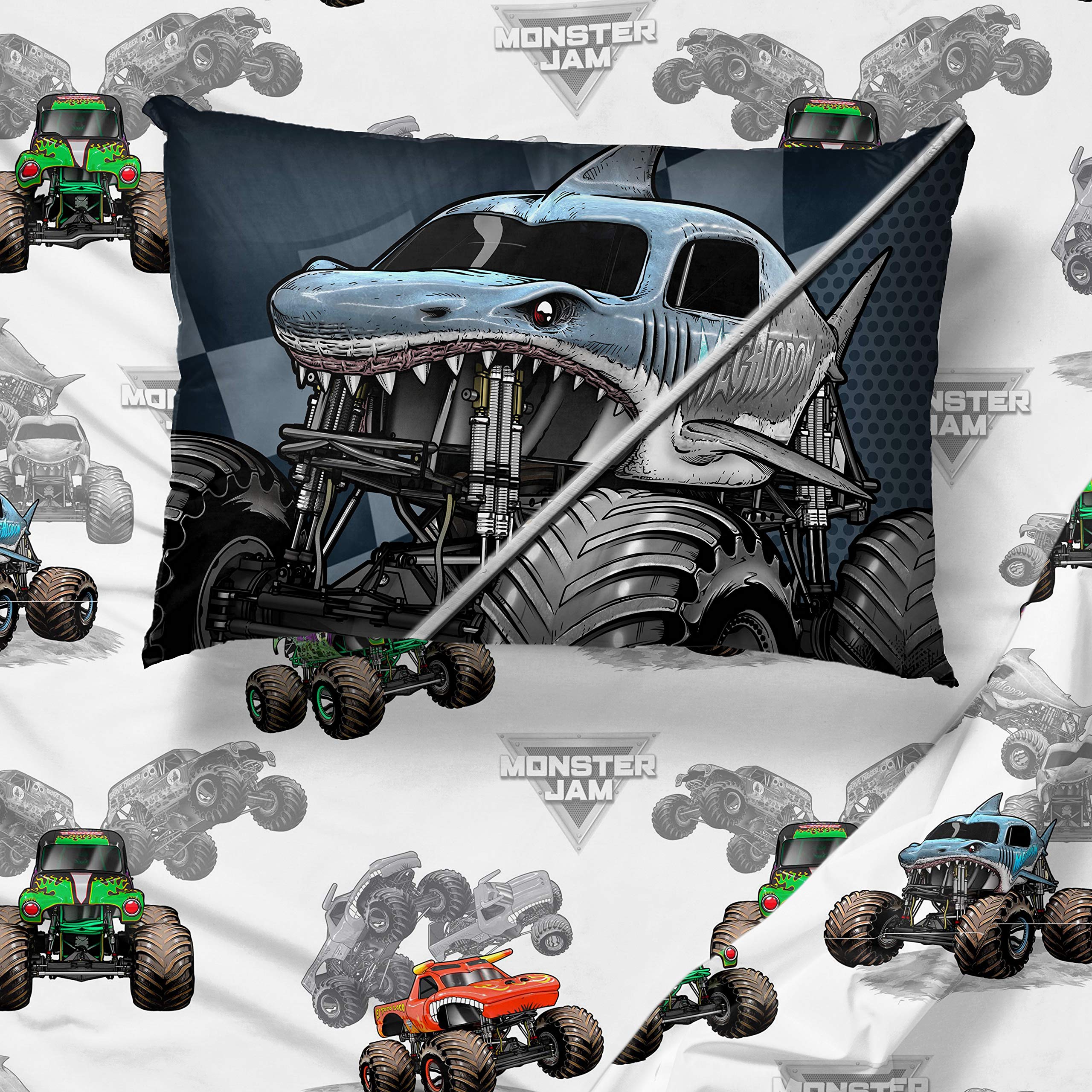 Jay Franco Monster Jam Slash flat sheet coordinates with bold bedding