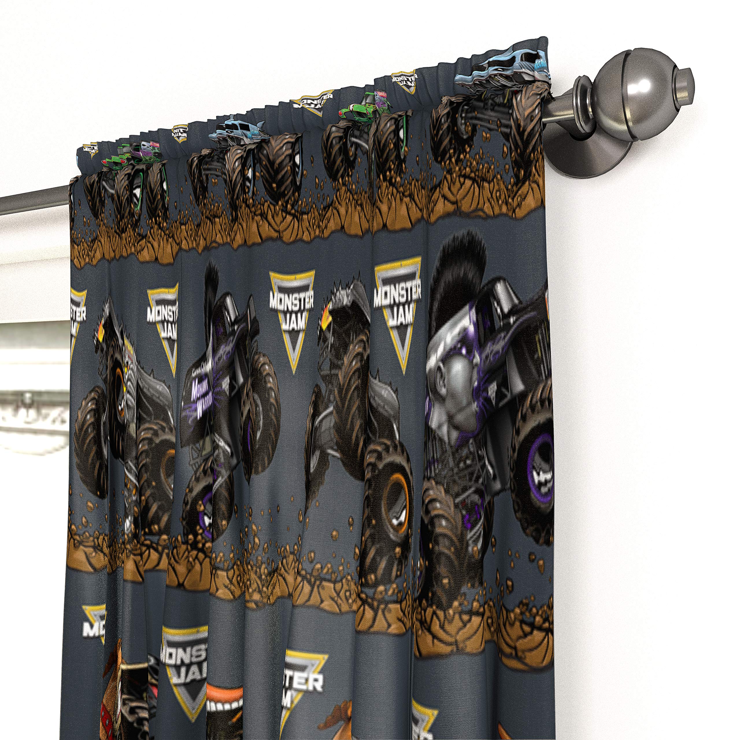 Included tiebacks for Jay Franco Monster Jam curtains to secure styling.