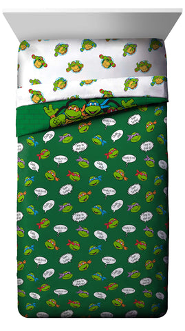 Jay Franco TMNT green bricks fitted sheet offers secure fit and all-night comfort.