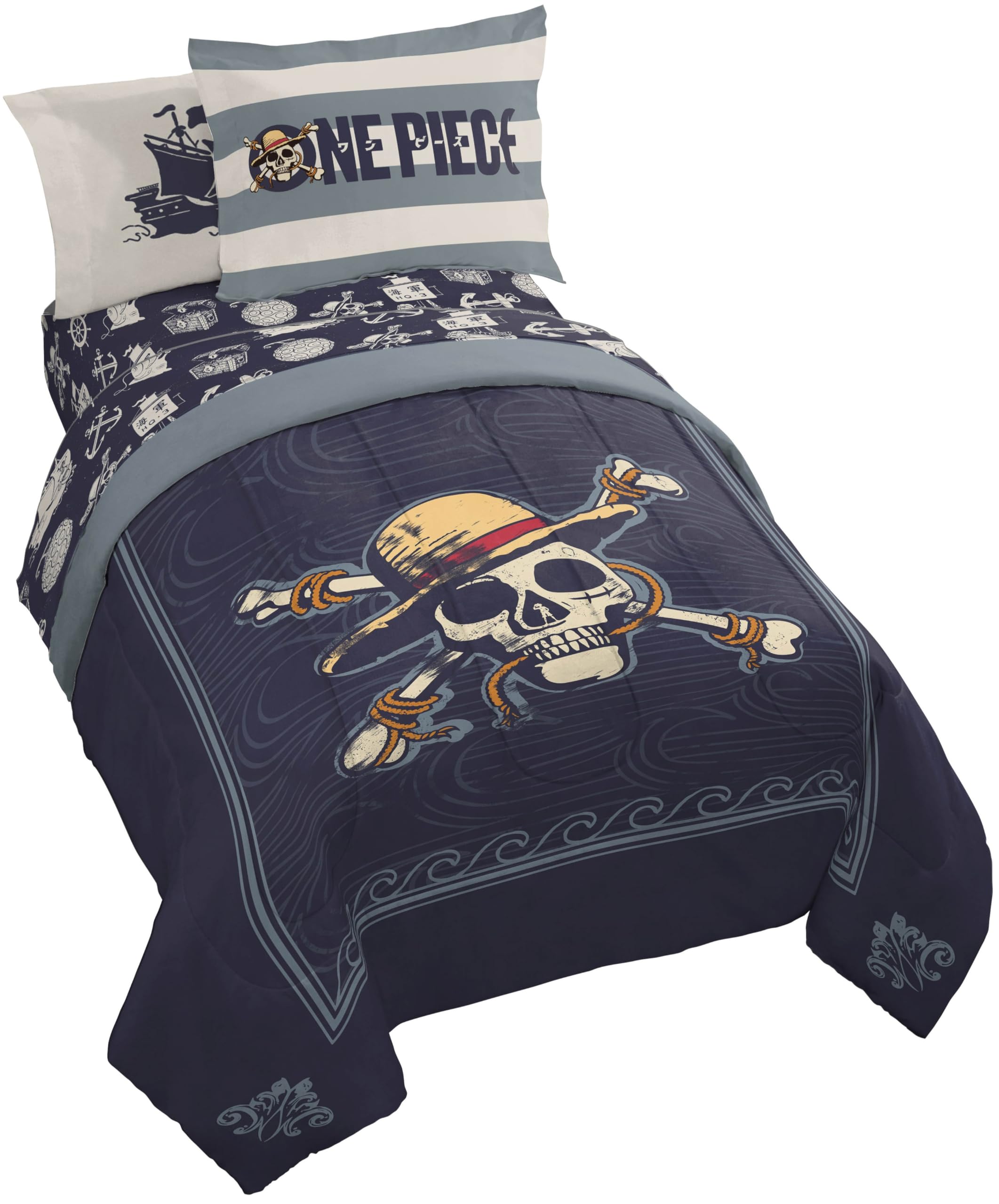 Jay Franco One Piece twin comforter with vivid Pirates design for cozy nights