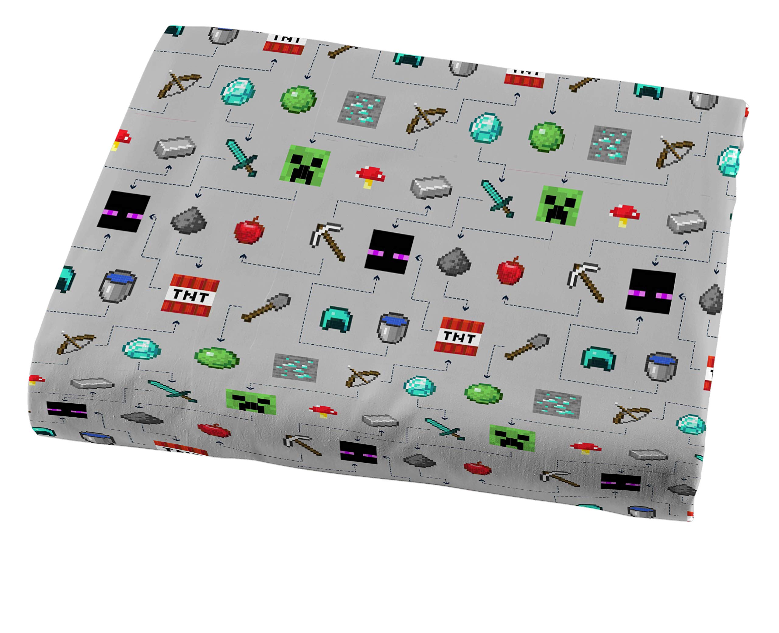 Jay Franco Minecraft bedding set in gray creates themed bedroom charm.