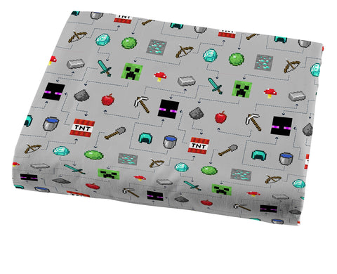 Jay Franco Minecraft bedding set in gray creates themed bedroom charm.