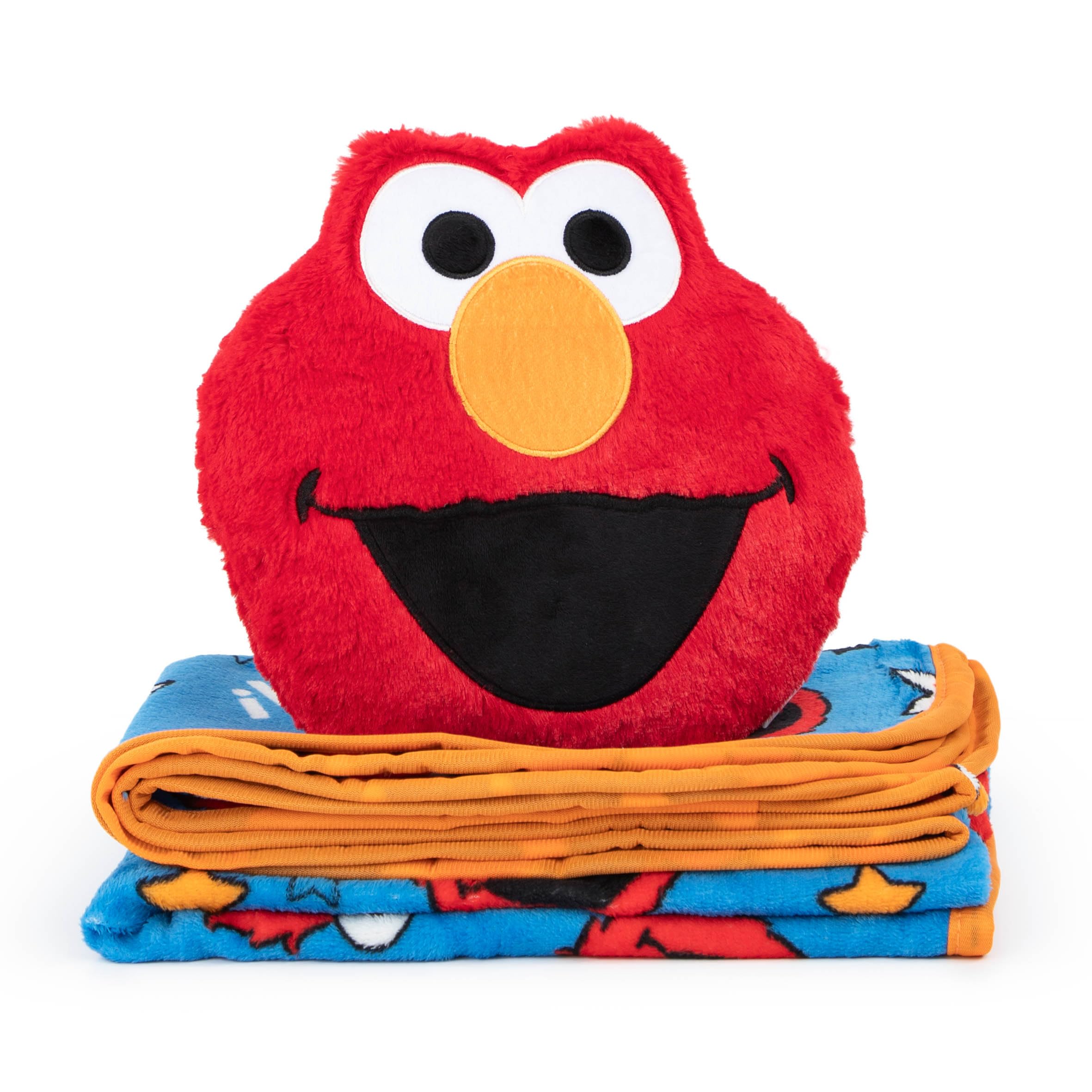 Elmo plush pillow with bright colors for kid-friendly bedtime fun.