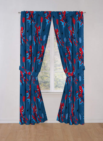 Jay Franco Spiderman blue drapes suit a superhero themed kid's room.