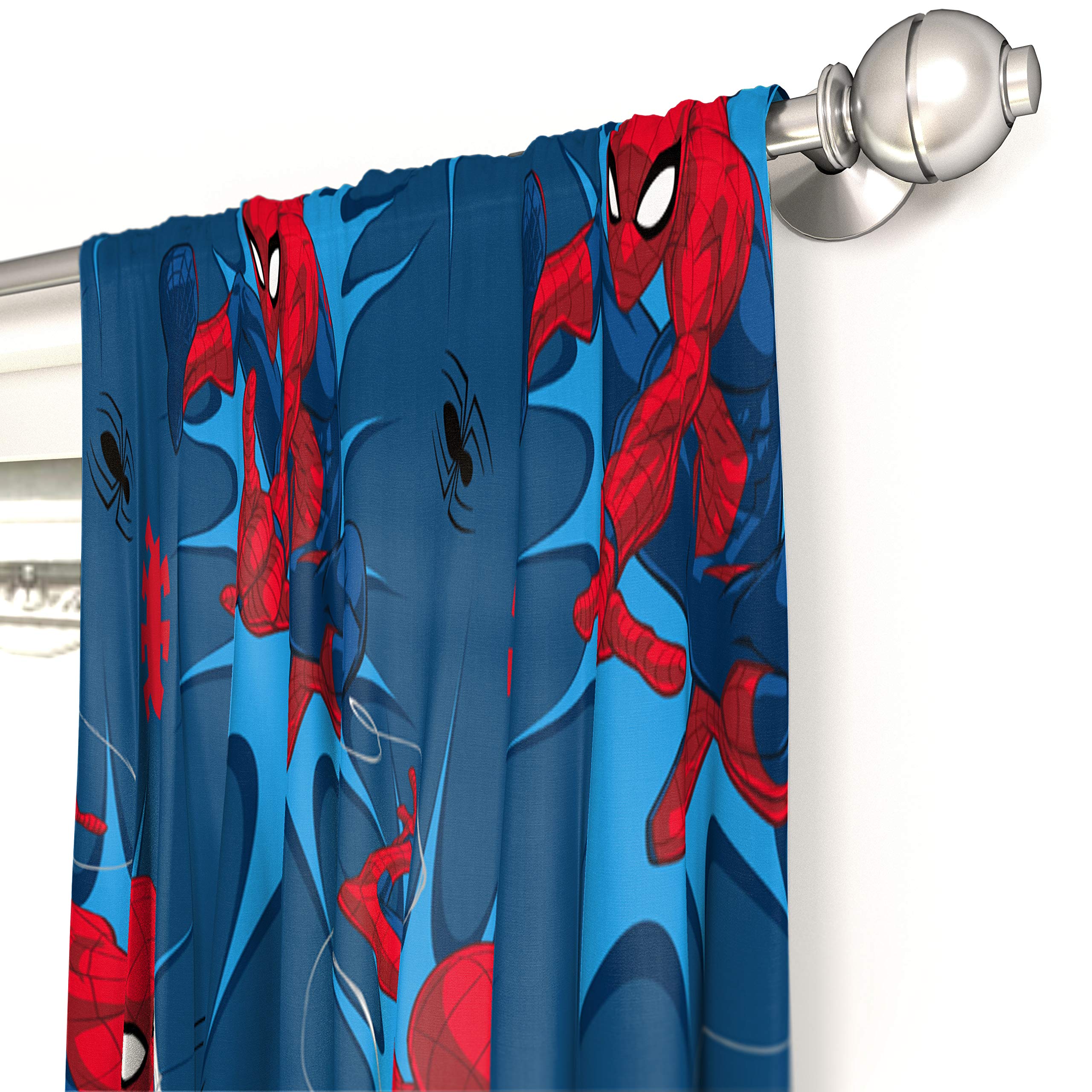 Jay Franco Spiderman drapes feature decorative header for stylish windows.