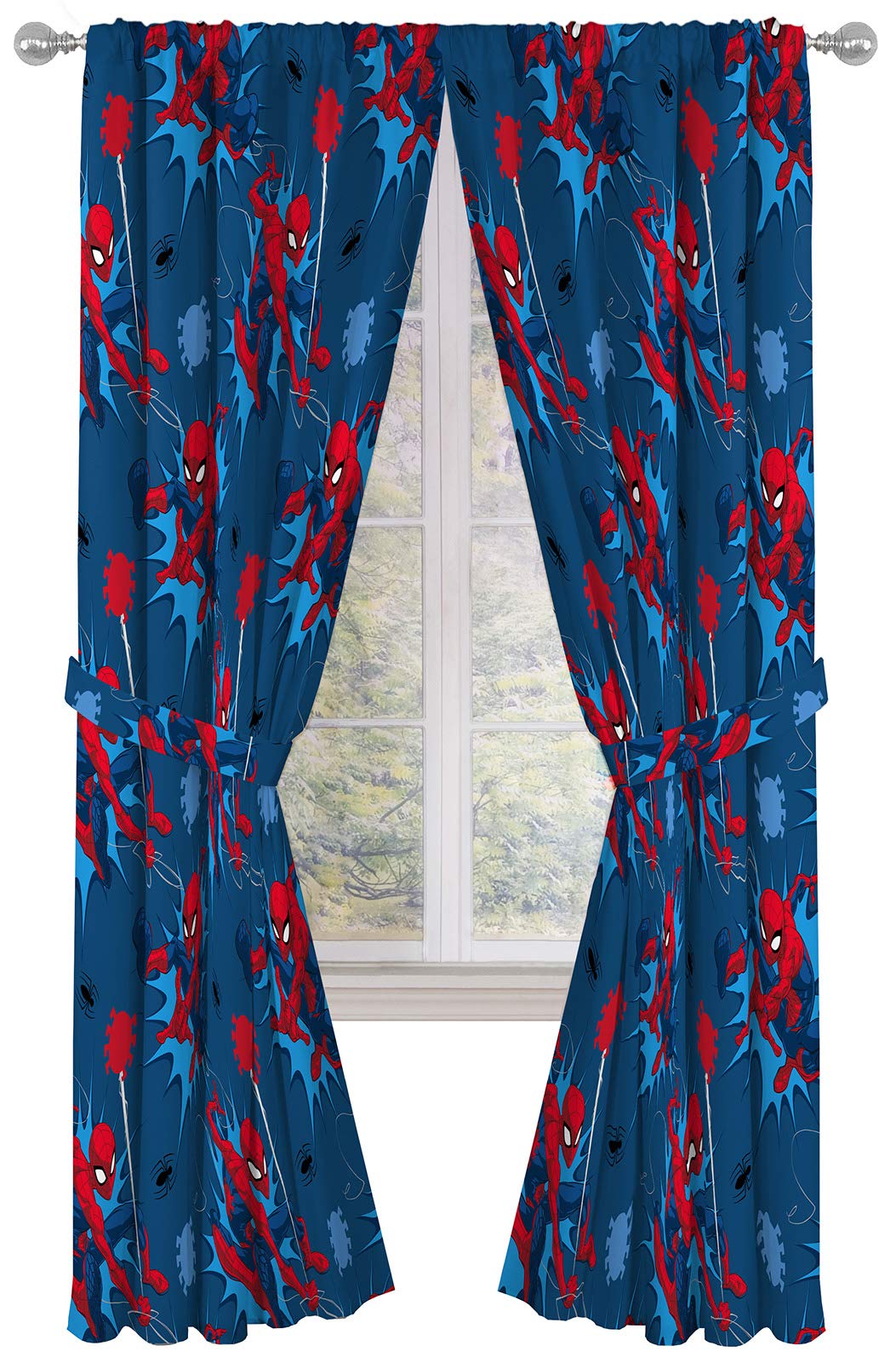 Jay Franco Spiderman drapes panel 42in wide for kid's room privacy.