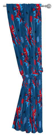 Jay Franco Spiderman drapes with tiebacks offer easy light control.