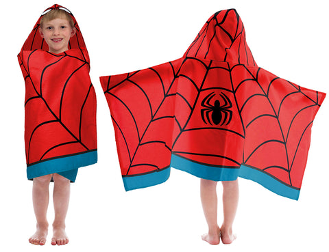 Jay Franco Spiderman hooded towel after bath use, soft cotton dries quickly.