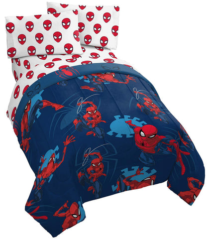 Jay Franco Spiderman Spidey Daze comforter on a queen bed for cozy warmth