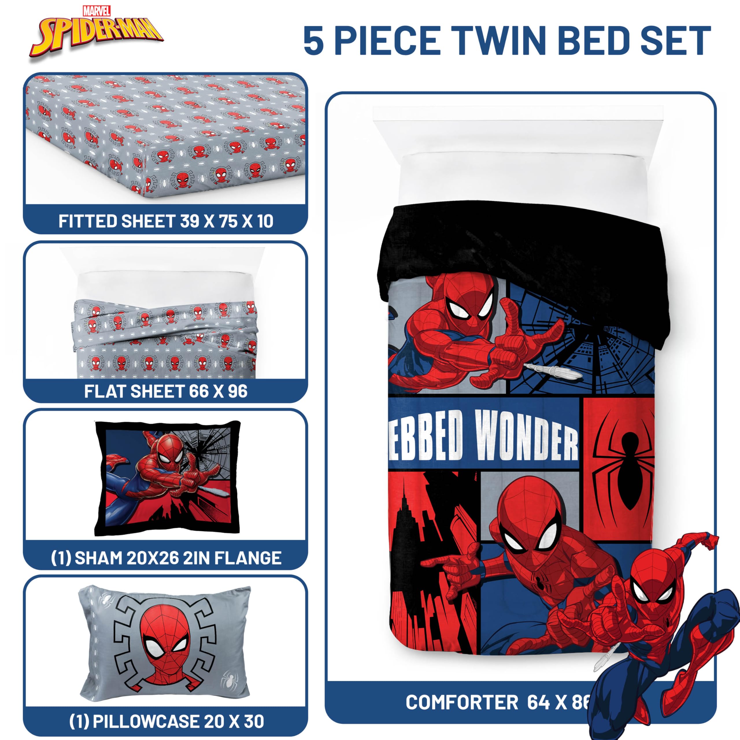 Jay Franco Spiderman Webbed Wonder flat sheet highlights smooth, breathable sleep surface