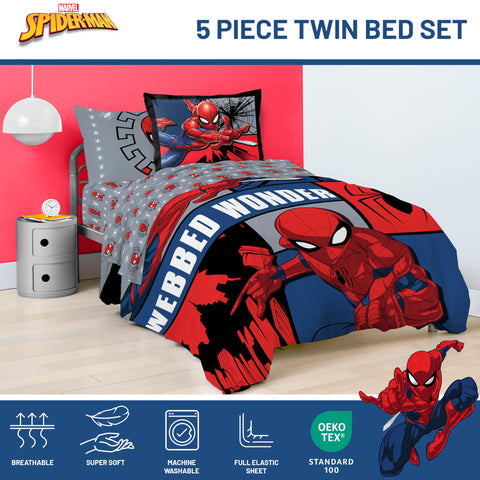 Jay Franco Spiderman Webbed Wonder pillowcase features kid-friendly design and easy care