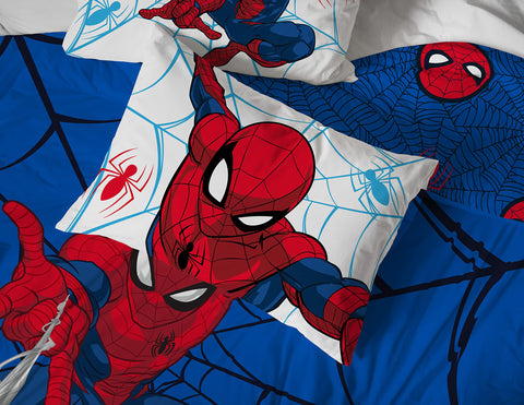 Jay Franco Spiderman shams show durable stitching and kids-friendly style.