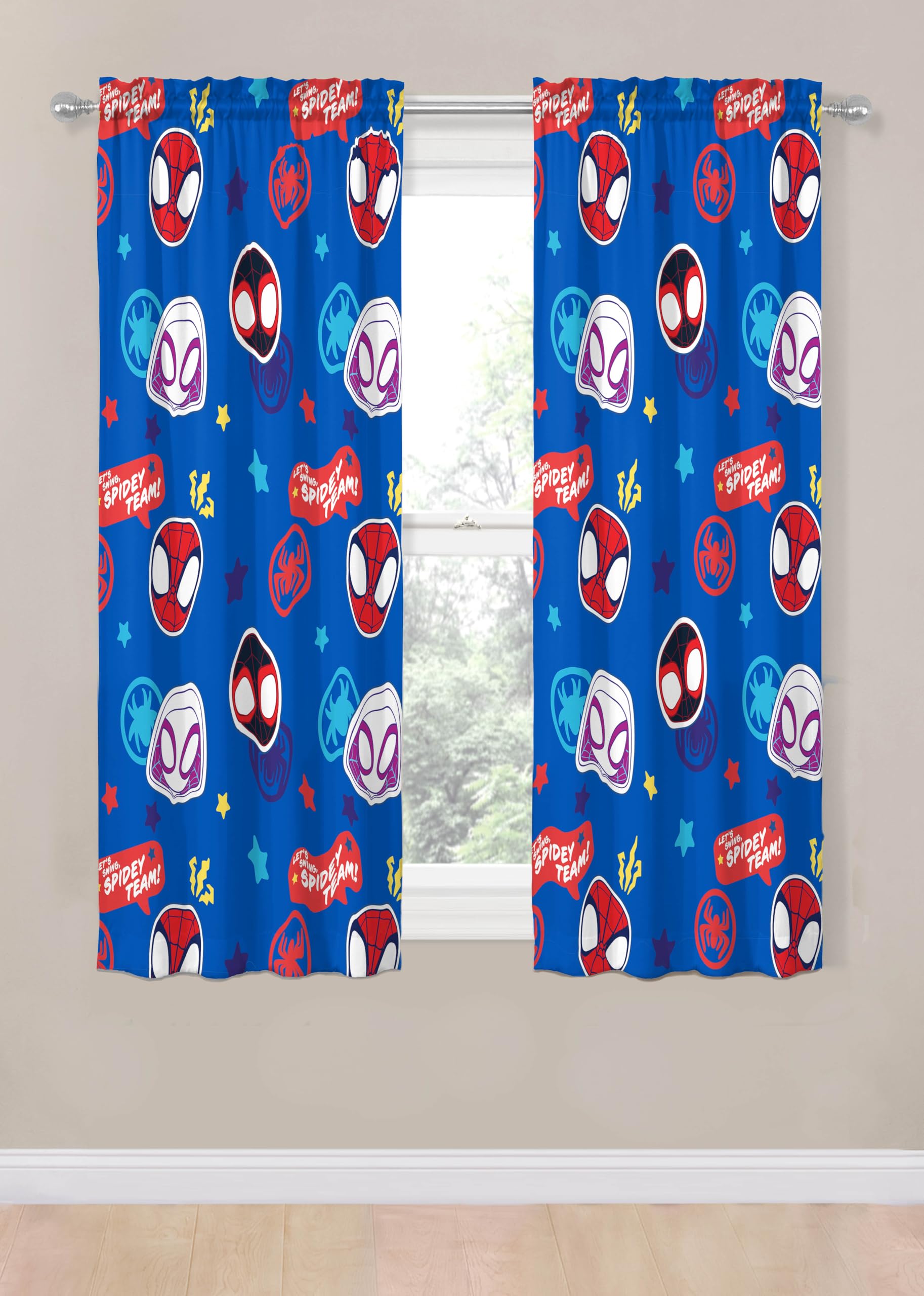 Jay Franco Spidey curtain tiebacks enable easy light control and a polished look.