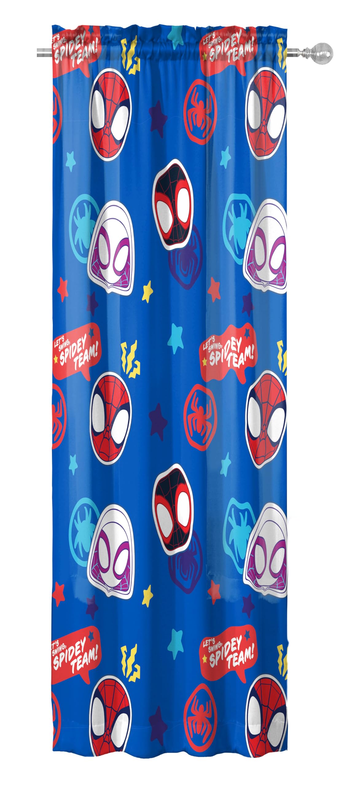 Jay Franco Spidey curtains close-up shows microfiber softness and vibrant colors.