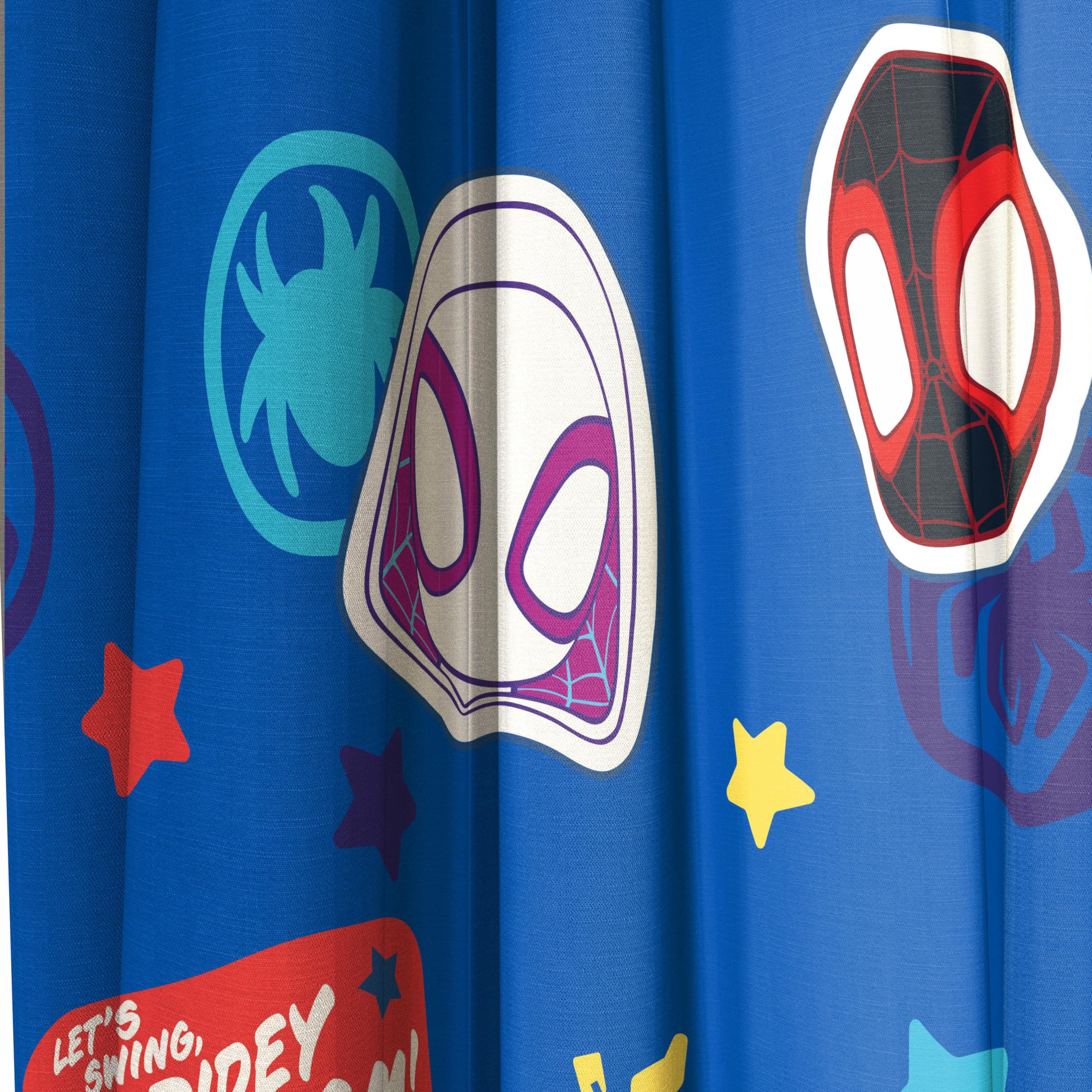Jay Franco Spidey curtains provide privacy and gentle light filtering.