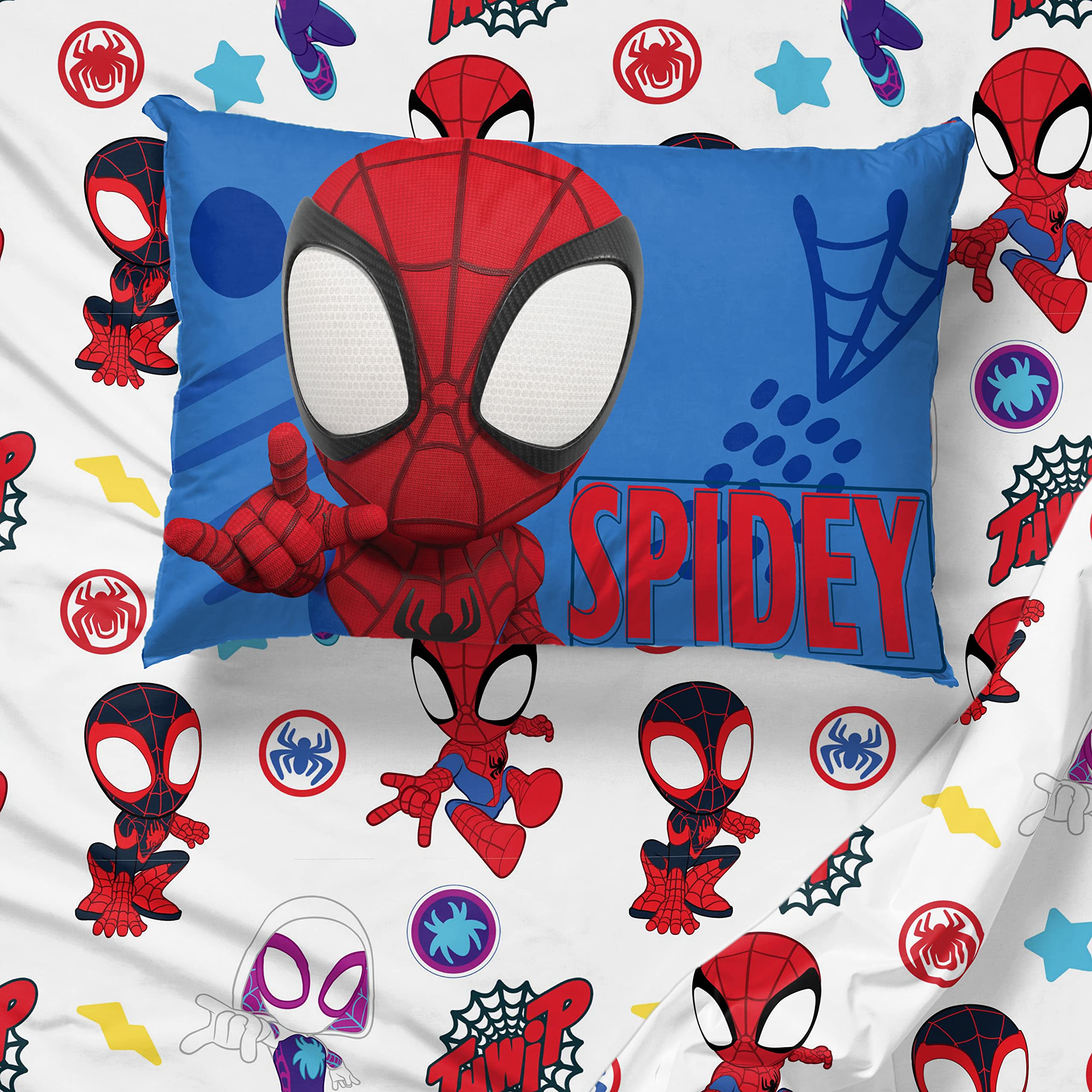 Jay Franco Spidey & Friends room decor idea with white background