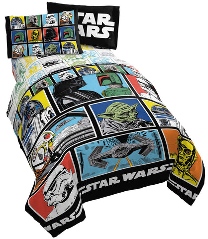 Jay Franco Star Wars twin bed set comforter with fade-resistant design for kids' rooms.