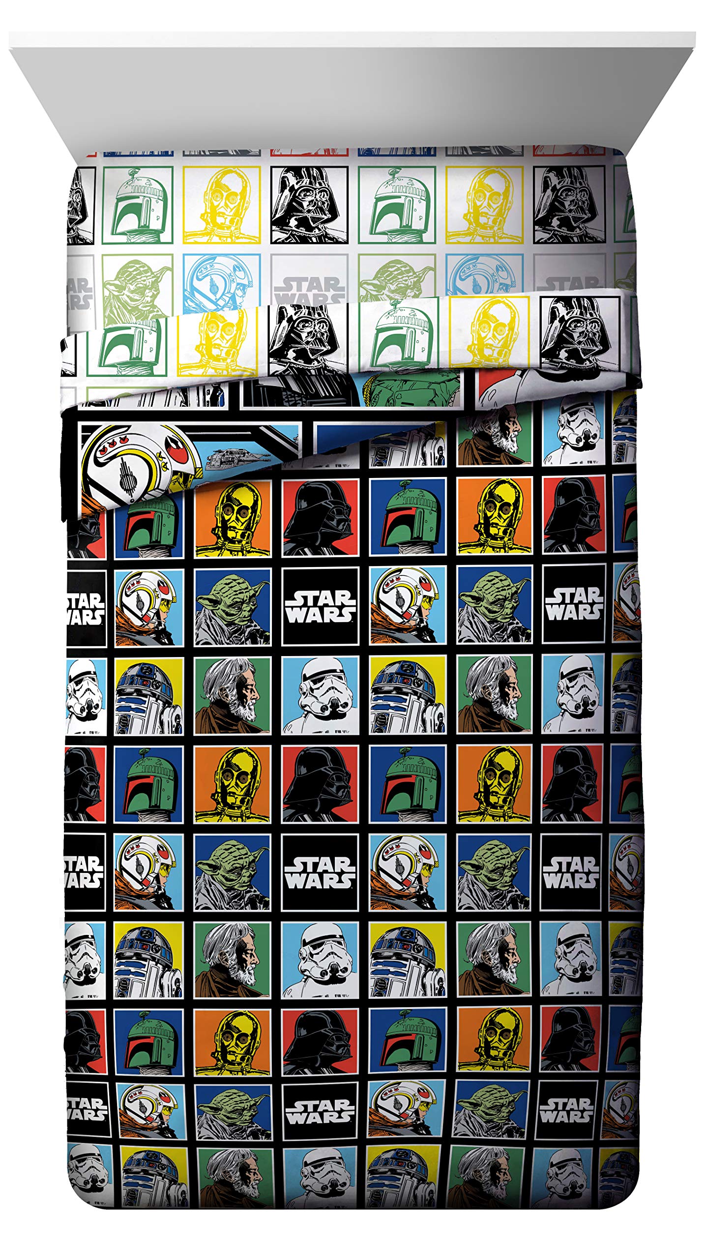 Jay Franco Star Wars fitted sheet with space-themed print offers soft, durable nightly comfort.