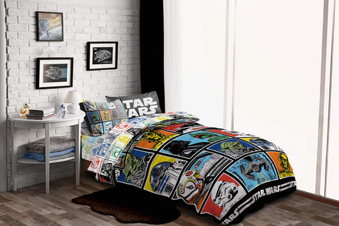 Room setup image shows a complete Star Wars themed twin bed arrangement.