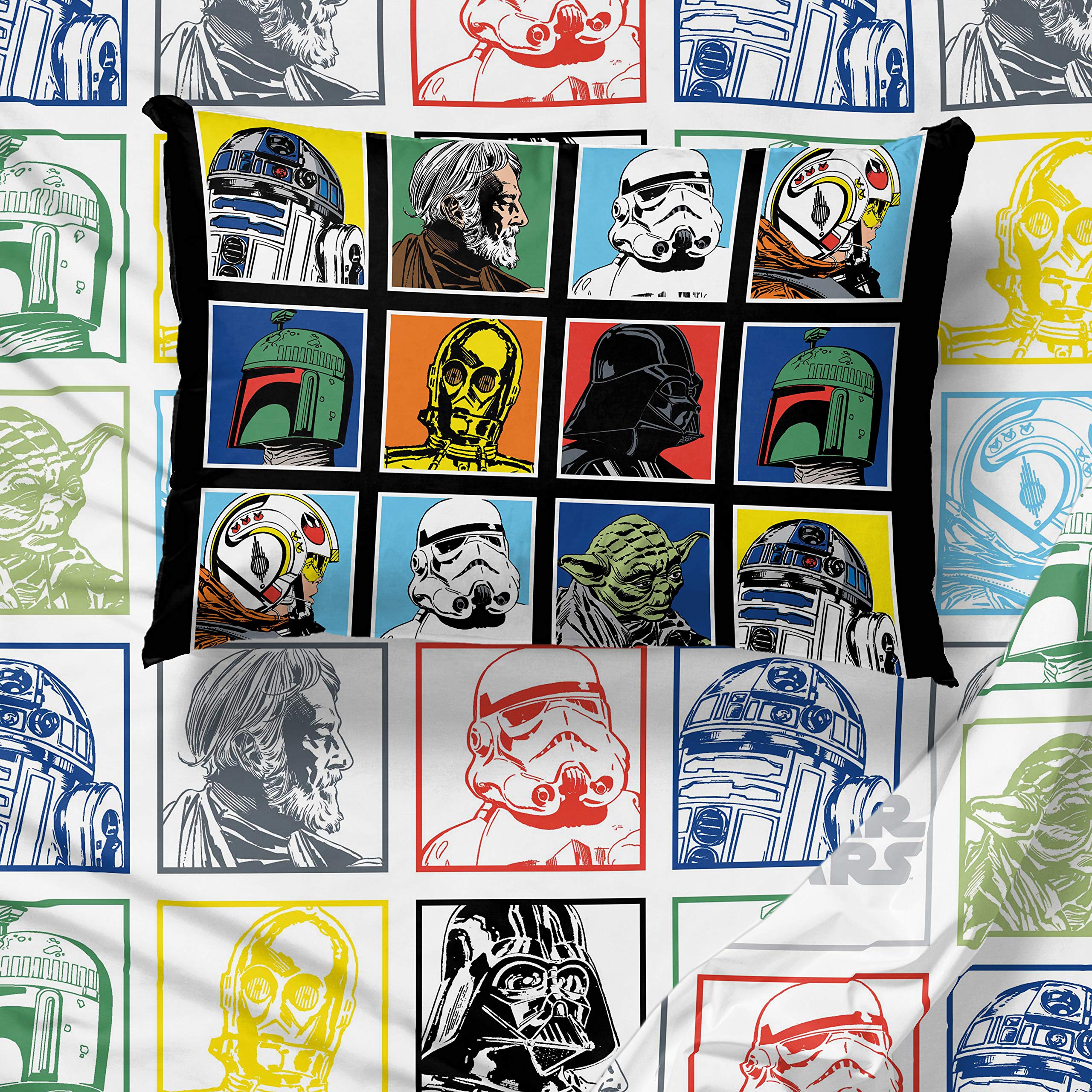 Jay Franco Star Wars sheet set with R2-D2 design maintains vibrant colors.