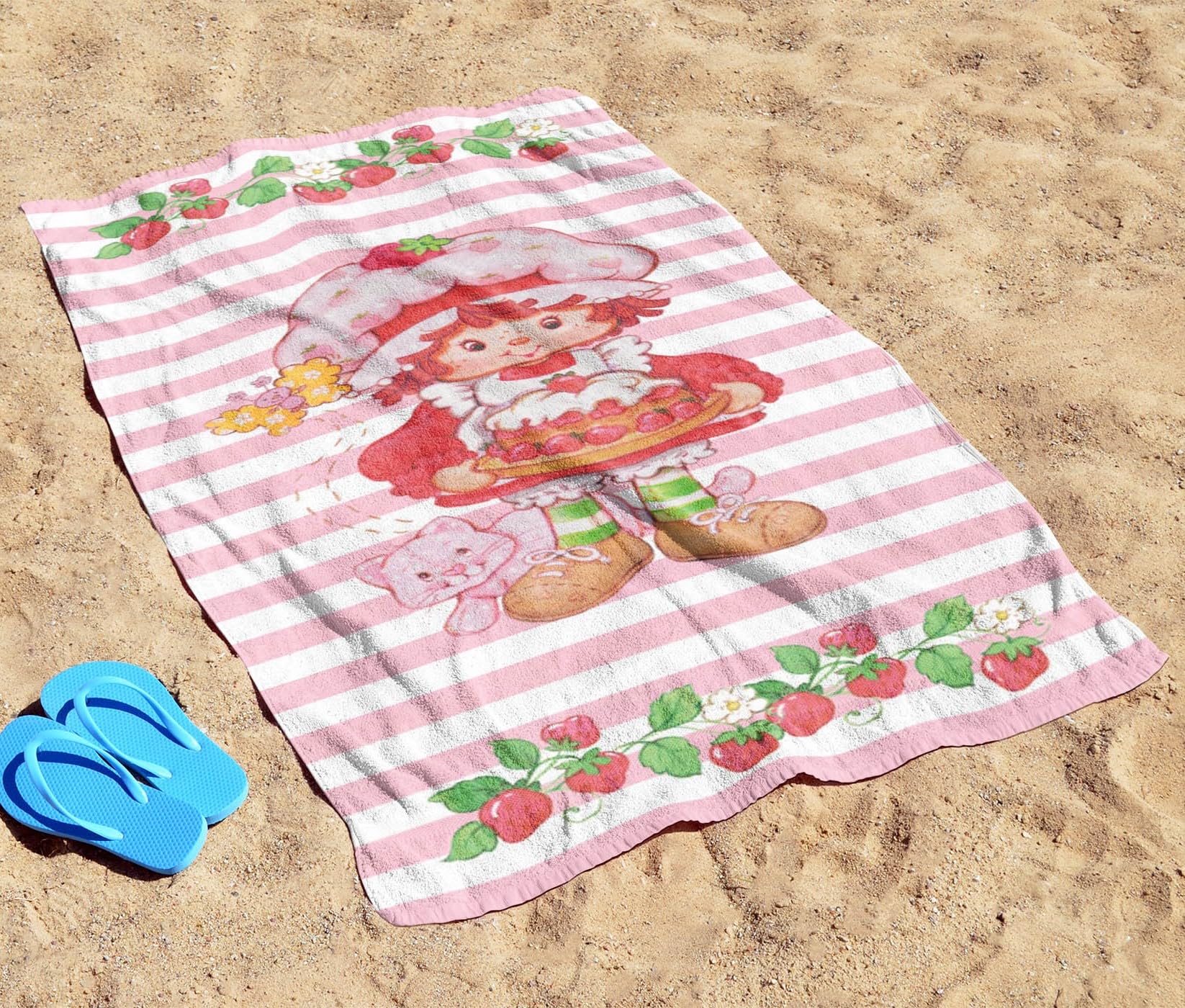 Jay Franco Strawberry Shortcake towel, care-friendly, machine washable and long-lasting.