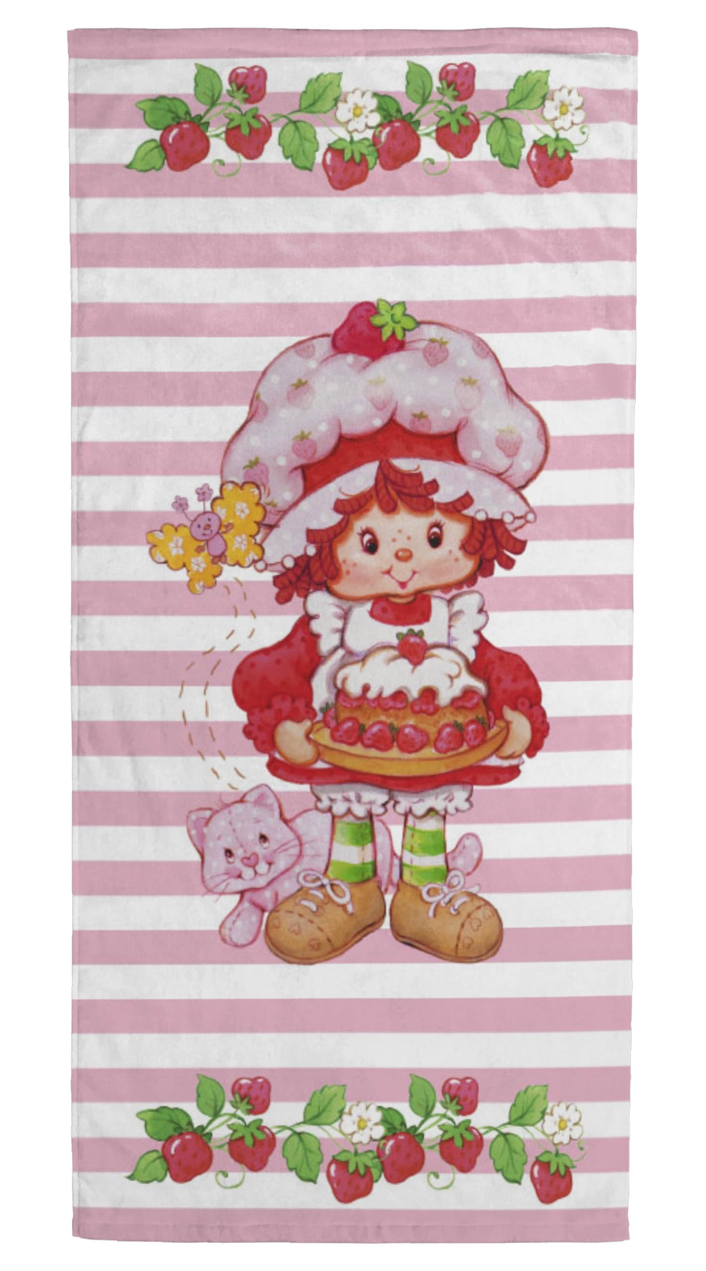 Jay Franco Strawberry Shortcake towel, front view, plush and absorbent for sunny days.