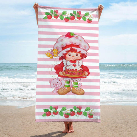 Jay Franco Strawberry Shortcake towel, poolside use, soft cotton for comfortable drying.