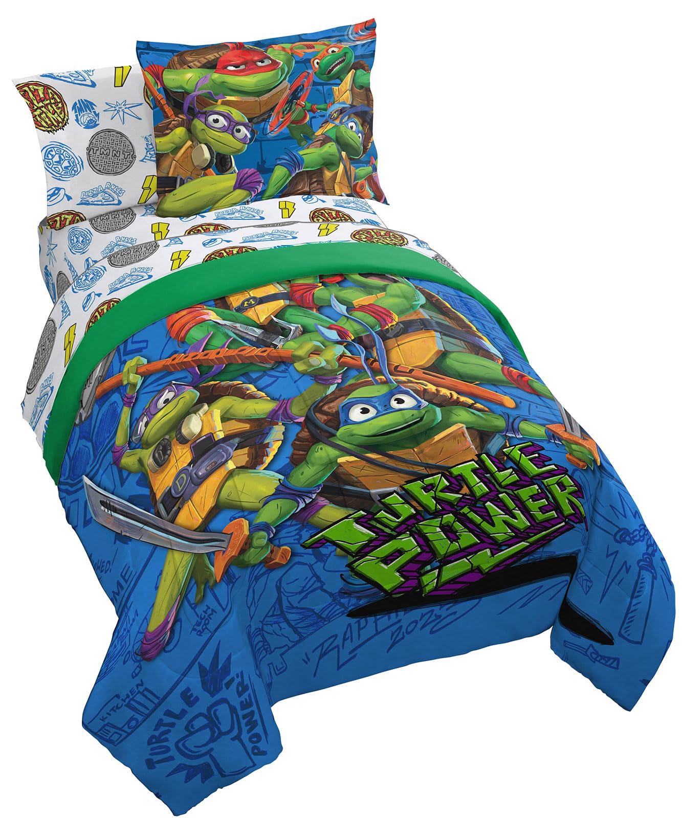 Jay Franco TMNT twin comforter set with bold licensed design for a kid-friendly bedroom