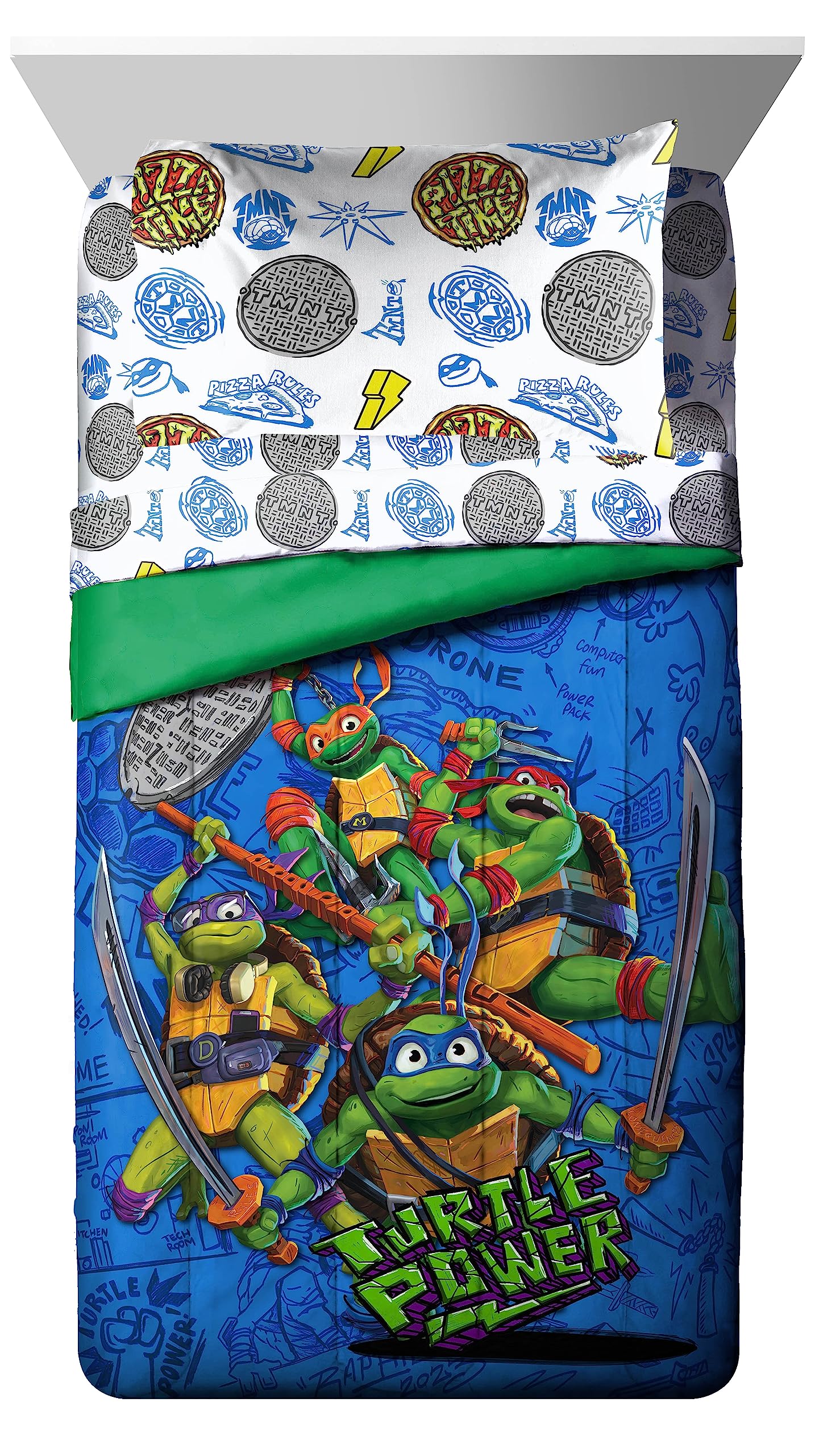 Jay Franco TMNT twin flat sheet featuring vibrant print and microfiber softness