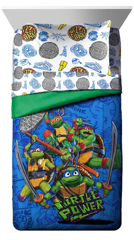 Jay Franco TMNT twin flat sheet featuring vibrant print and microfiber softness