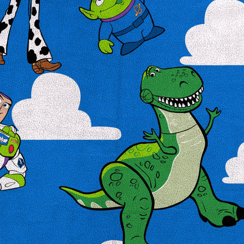 Jay Franco Toy Story plush throw Rex pattern, soft warmth for couch lounging.
